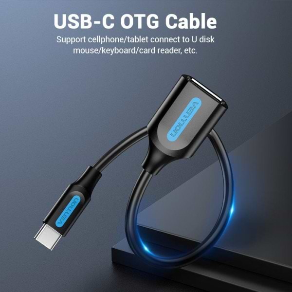 Фото - Переходник Vention USB 2.0 Type-C --> USB AF (OTG), 0.15m (CCSBB)
