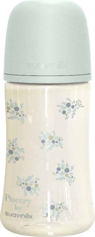 Пляшка для годування Suavinex 270 мл фізіологічна соска середній потік Poetry м'ятна (308970)