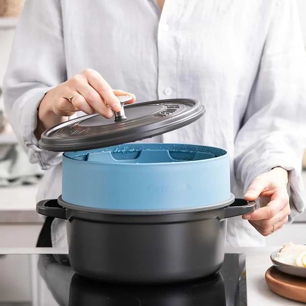 Фото - Емкость для приготовления на пару GreenPan Steam 24 см голубой (CC006630-001)