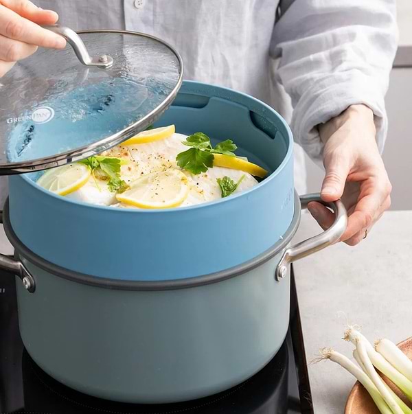 Фото - Емкость для приготовления на пару GreenPan Steam 24 см голубой (CC006630-001)