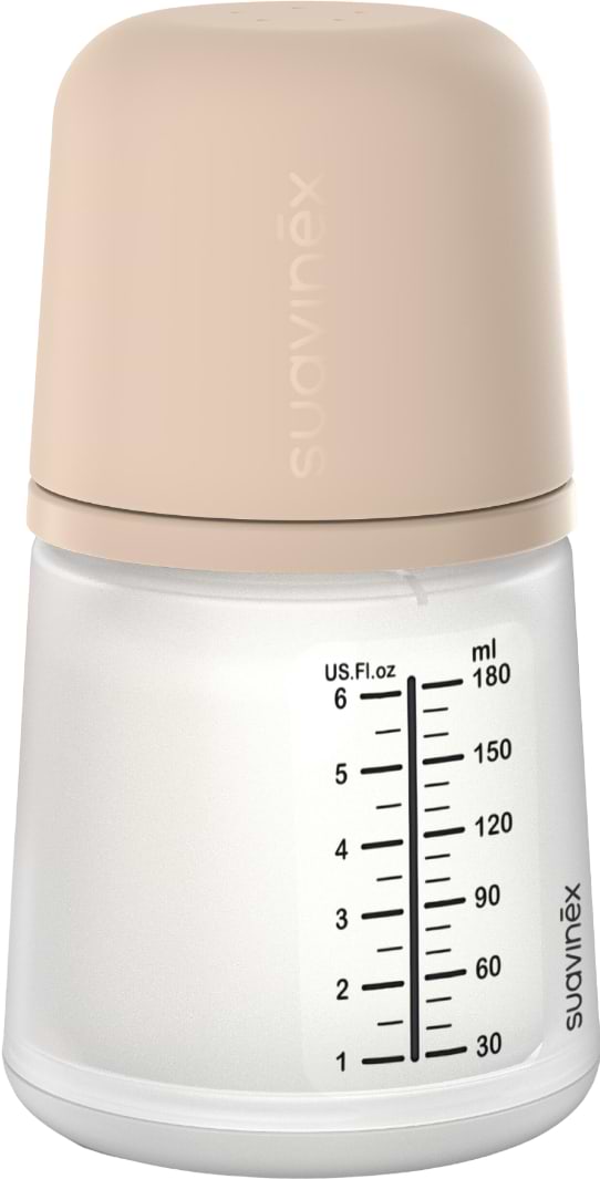 Пляшка для годування Suavinex антиколікова ZERO.ZERO бежевий 180 мл соска повільний потік (308413)
