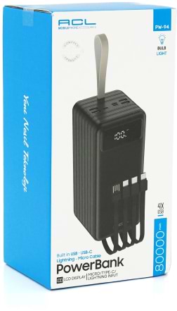 Фото - Батарея мобільна ACL PW-94 80000mAh Black