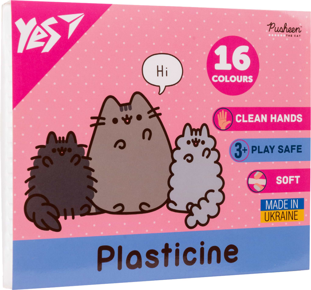 Пластилін класичний YES 16 кол. 320 г Pusheen (540694)
