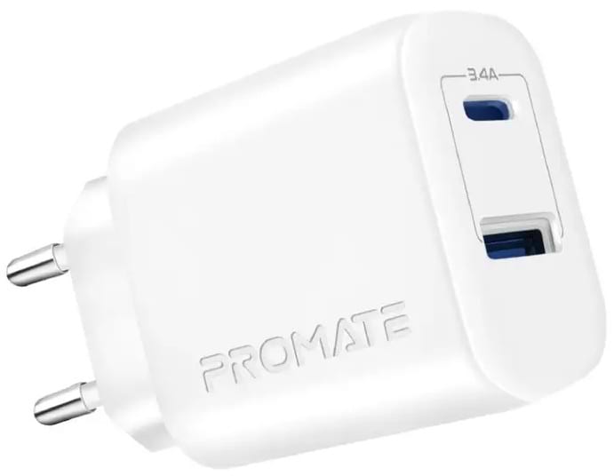 Сетевое зарядное устройство Promate Biplug-2 White - Фото 1