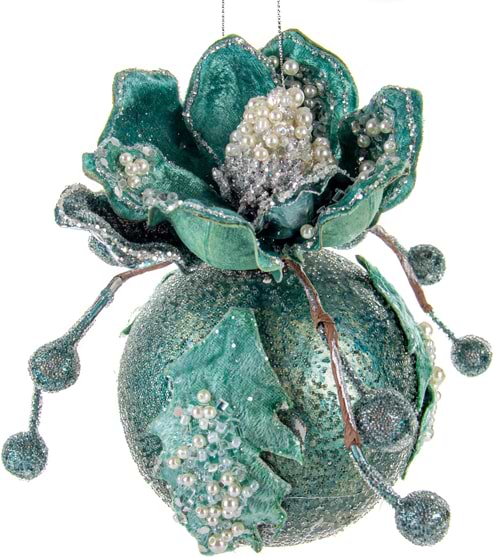 Ялинкова іграшка Lefard Куля з магнолією 9,5 см (66-163)