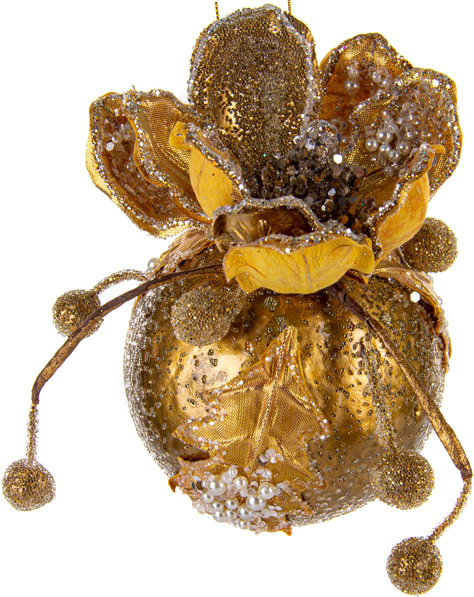 Ялинкова іграшка Lefard Куля з магнолією 9,5 см (66-187)