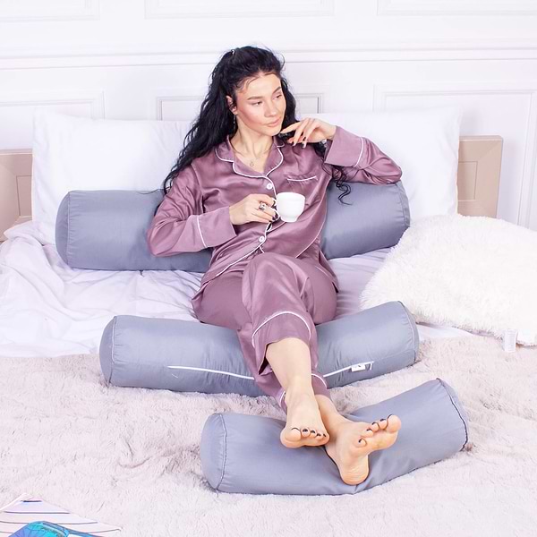 Фото - Подушка валик MirSon №8341 Eco Line Gray BamBoo 15x50 см (2200006249368)