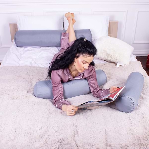 Фото - Подушка валик MirSon №8341 Eco Line Gray BamBoo 15x50 см (2200006249368)