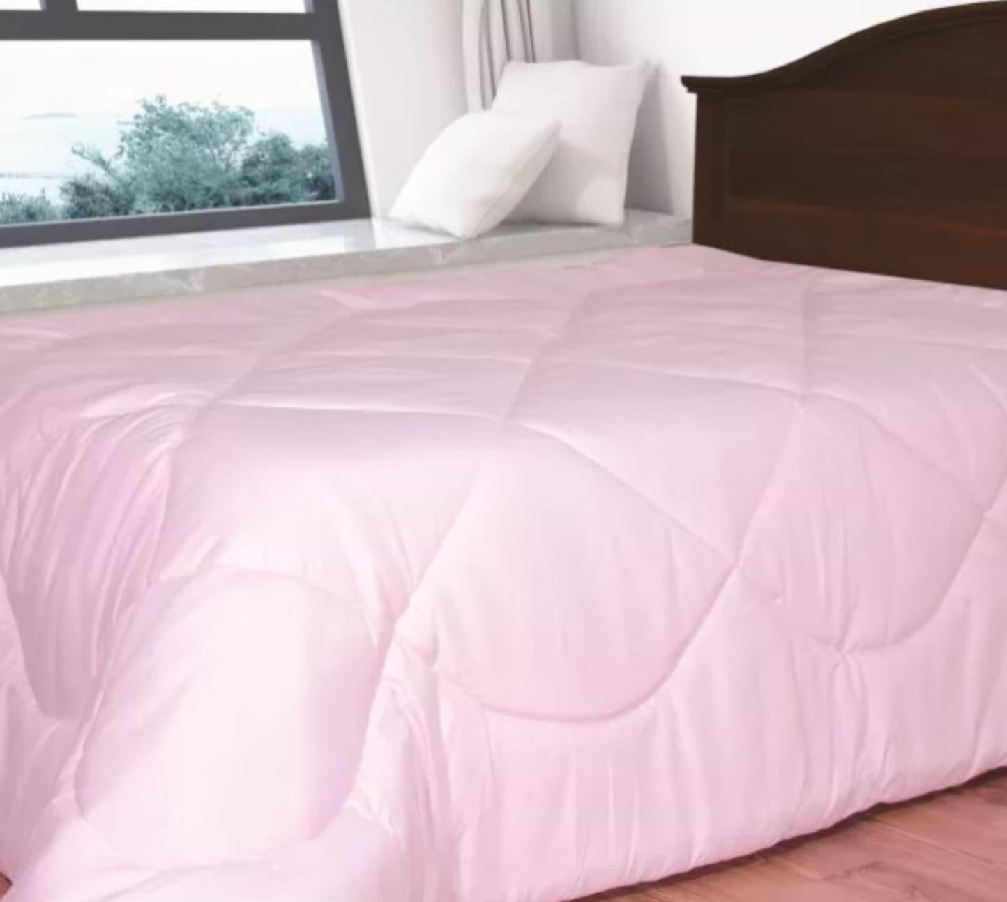 Ковдра всесезонна двоспальна євро Ярослав мікрофібра/силікон 190х205 рожева (51107) - Фото 1