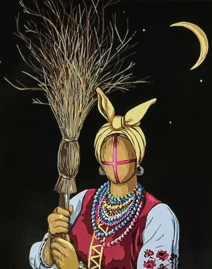 Картина по номерам Strateg Солоха на черном фоне 40х50 см (AH1148)