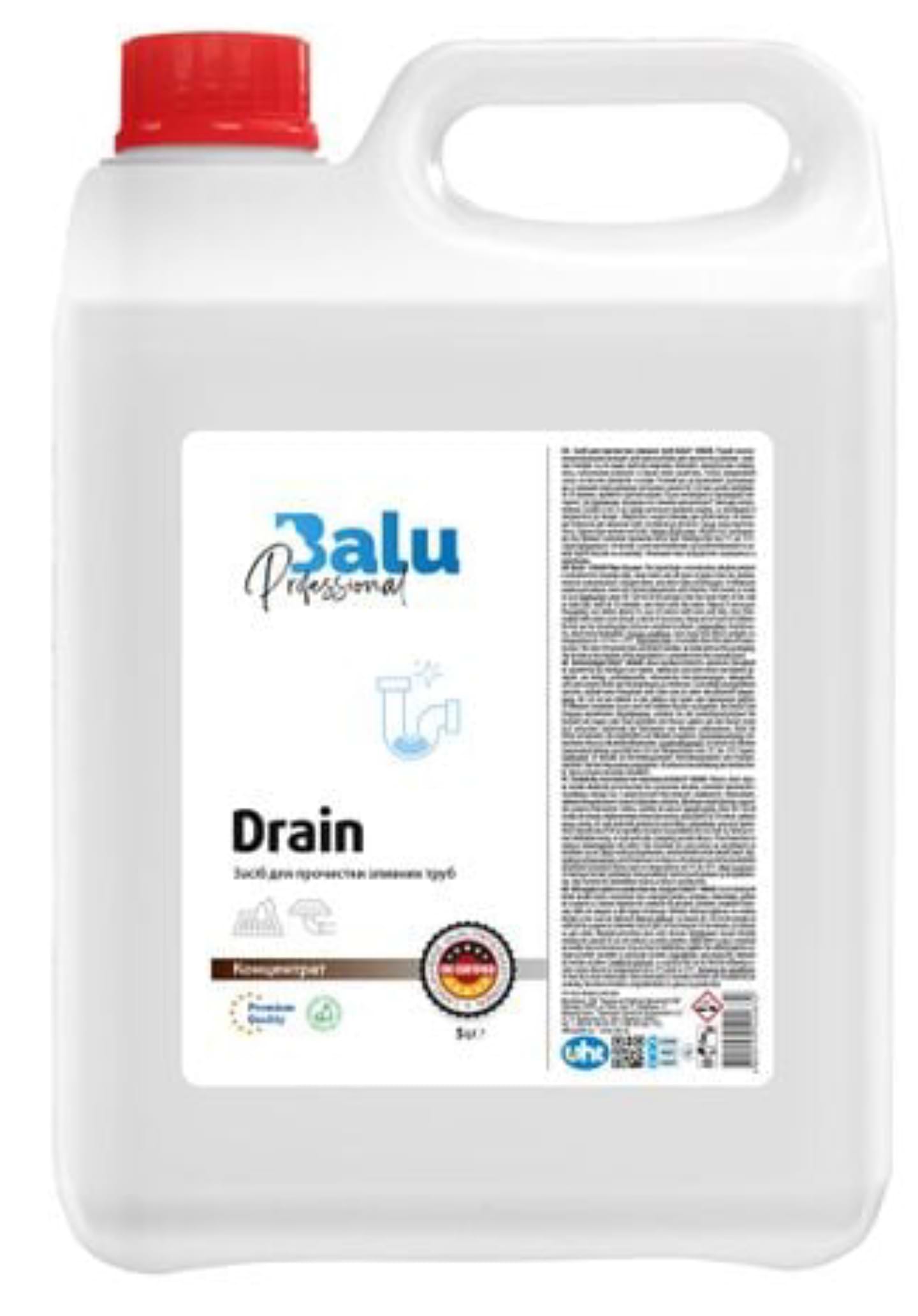 Засіб для миття у ванній кімнаті BALU Drain для прочистки зливних труб, 5 л