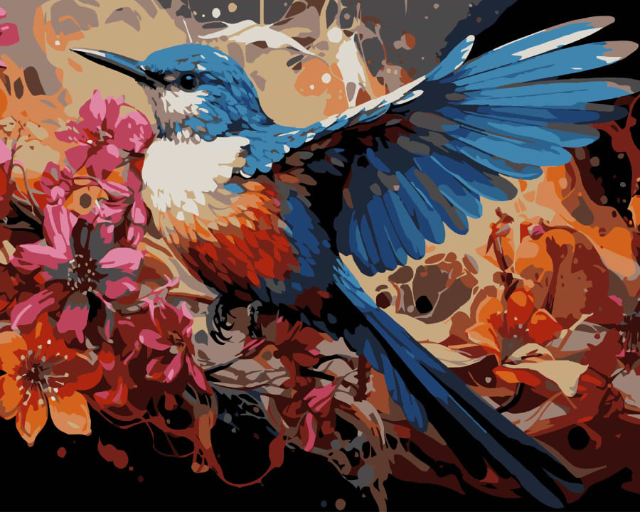 Картина по номерам Strateg Маленькая птичка на черном фоне 40х50 см (AH1202-17)