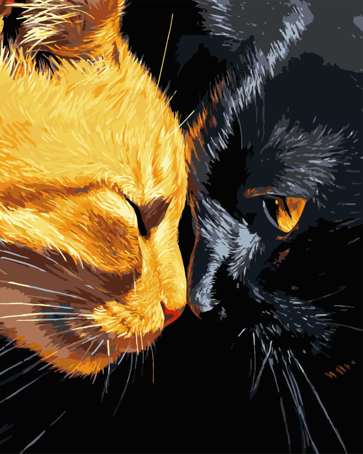 Картина за номерами Strateg Різні коти на чорному фоні 40х50 см (AH1210-16)