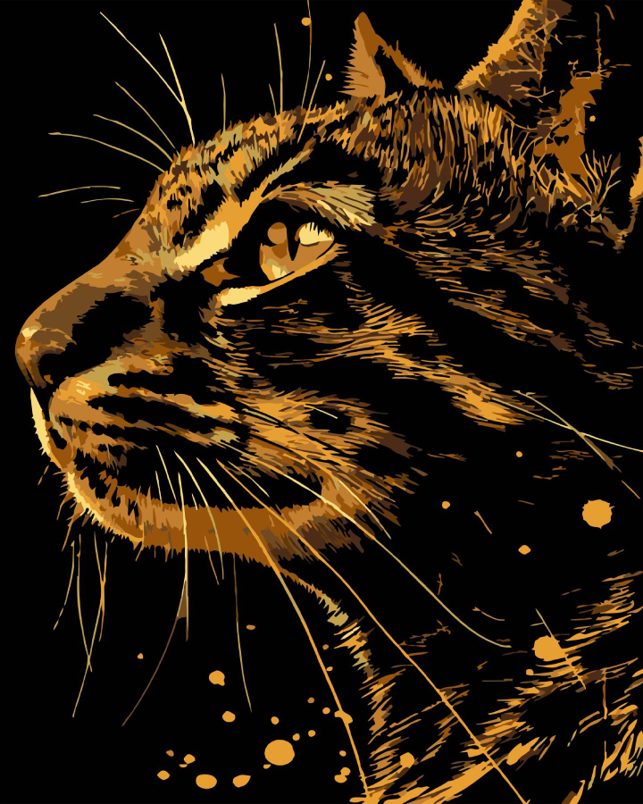 Картина за номерами Strateg Бенгальський кіт на чорному фоні 40х50 см (AH1211-8)