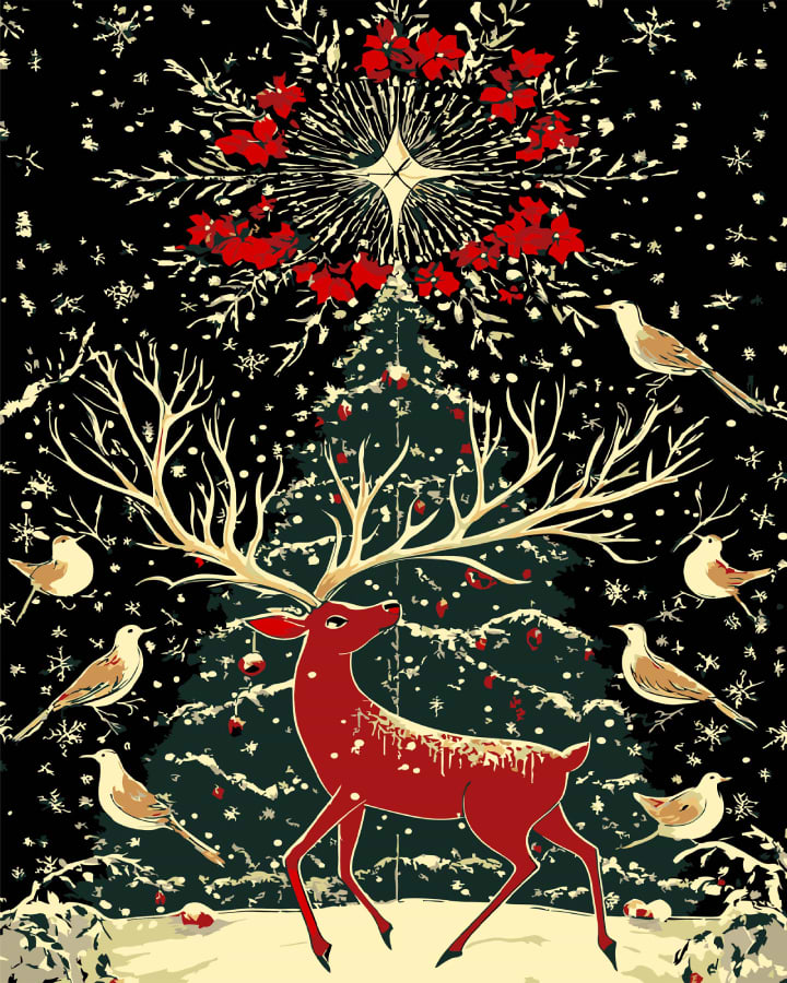 Картина по номерам Strateg Фантастический олень на черном фоне 40х50 см (AH1241)