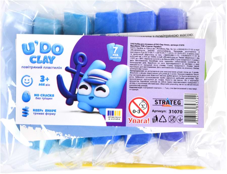 Маса для ліплення Strateg U'DOClay: Аква (31070)