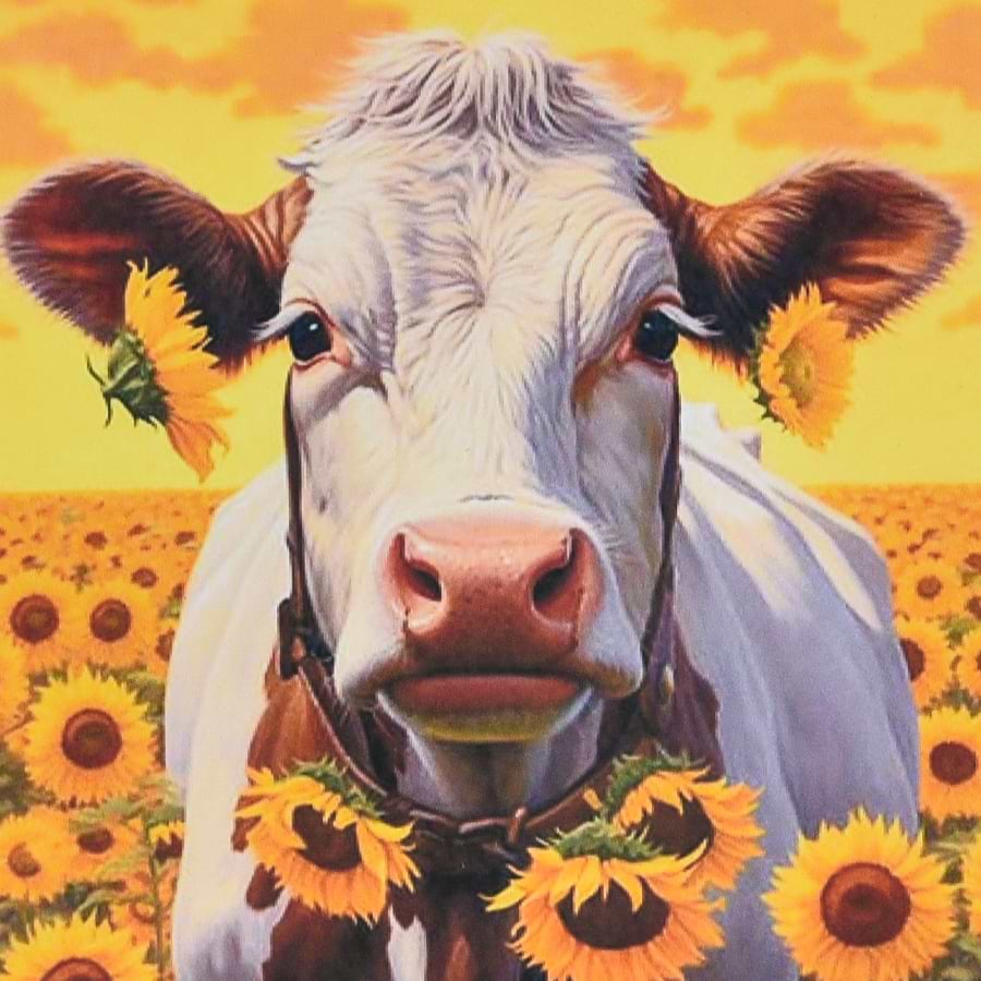 Алмазная живопись Strateg Корова на фоне безграничной природы 30х30 см (HEE16335)