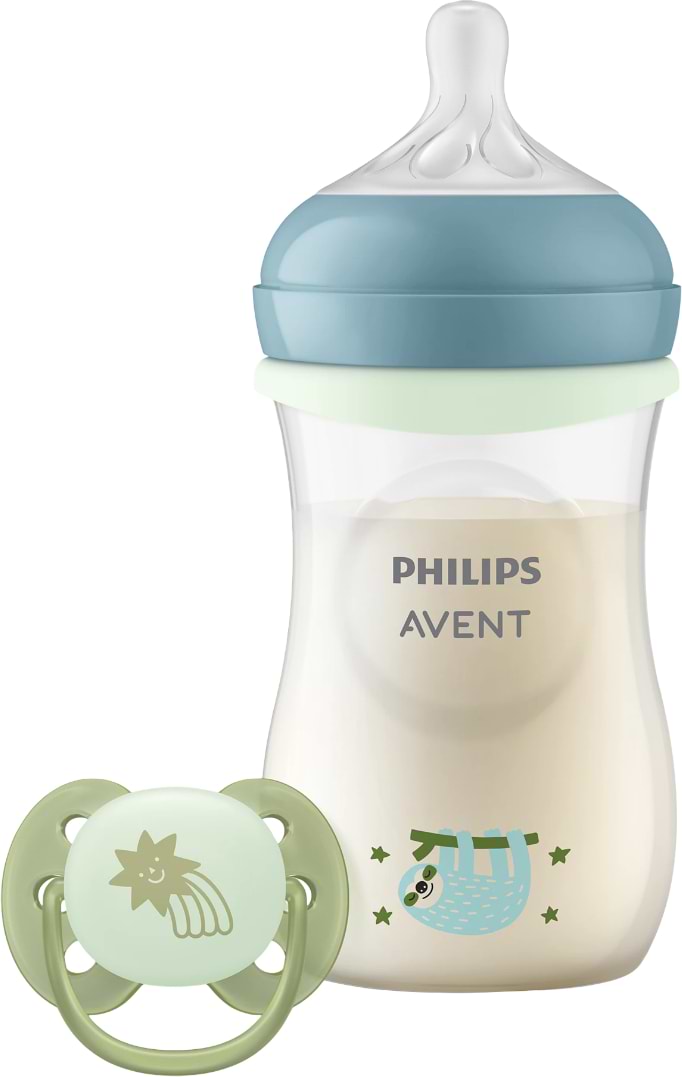 Пляшка для годування Philips Avent нічна Natural Природний потік, 260 мл + Пустушка Ultra Soft 0-6 міс. ( SCD838/17)