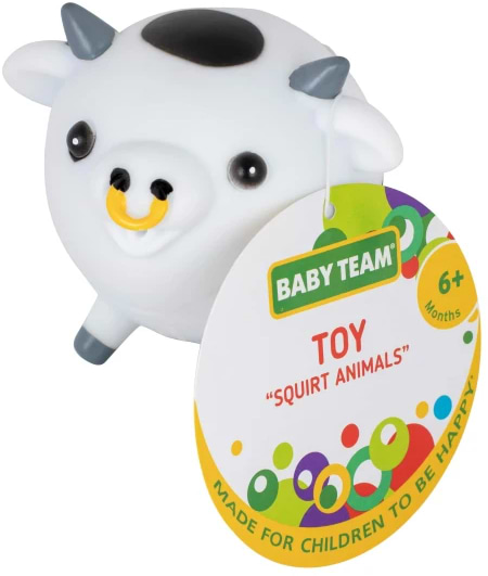 Іграшка для ванної Baby Team Веселі тваринки з бризкалкою (8750_корівка з чорними плямами)