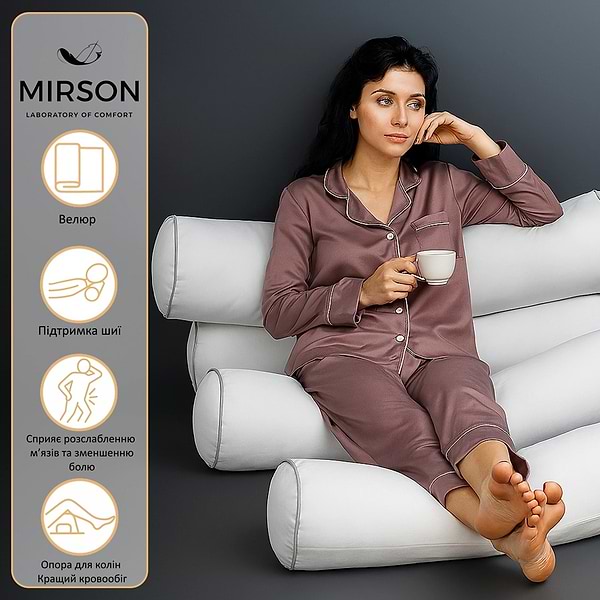 Фото - Подушка валик MirSon №8527 Eco Line White 100% Memory 100х20 см (2200006342977)