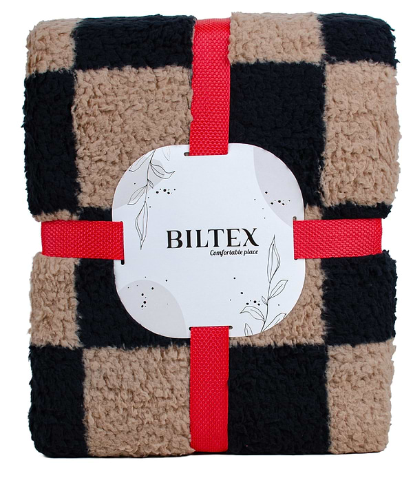 Фото - Плед євро Biltex шерпа Derby dark 200х220 (2000998979096)