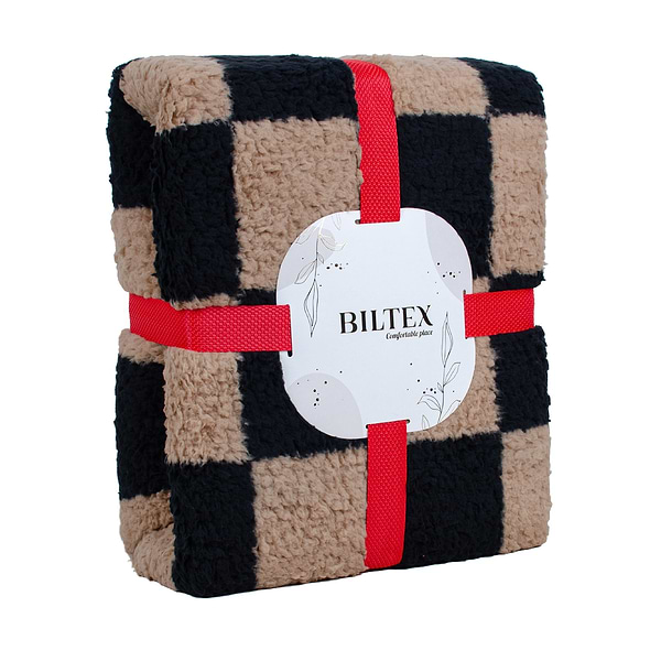 Фото - Плед євро Biltex шерпа Derby dark 200х220 (2000998979096)