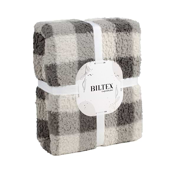 Фото - Плед євро Biltex шерпа Grid comfort 200х220 (2000998979119)