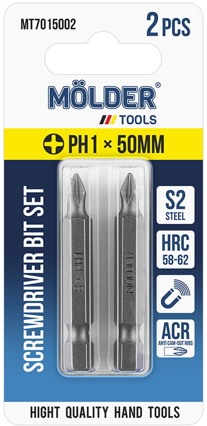 Біта для викрутки Molder PH1x50 мм 2 шт. (MT7015002)