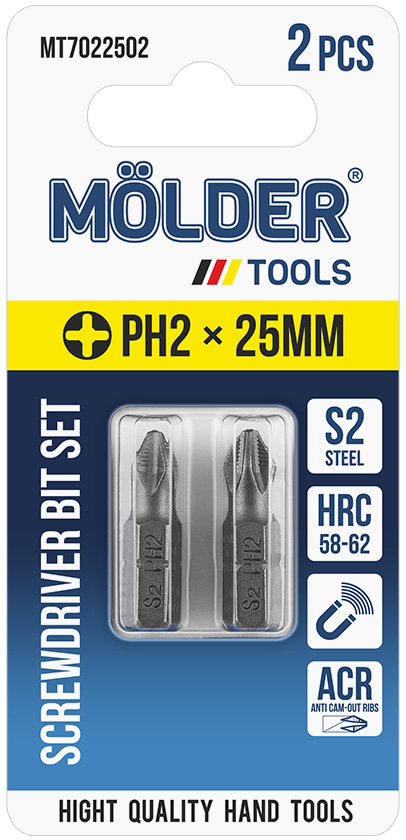 Біта для викрутки Molder PH2x25 мм 2 шт. (MT7022502)