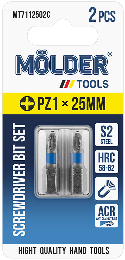 Біта для викрутки Molder PZ1x25 мм 2 шт. (MT7112502C)