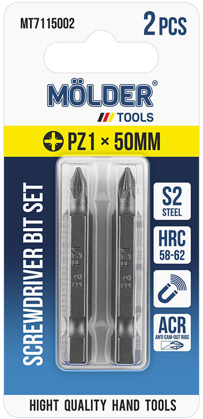 Біта для викрутки Molder PZ1x50 мм 2 шт. (MT7115002)
