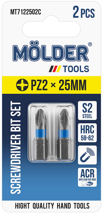 Біта для викрутки Molder PZ2x25 мм 2 шт. (MT7122502C)