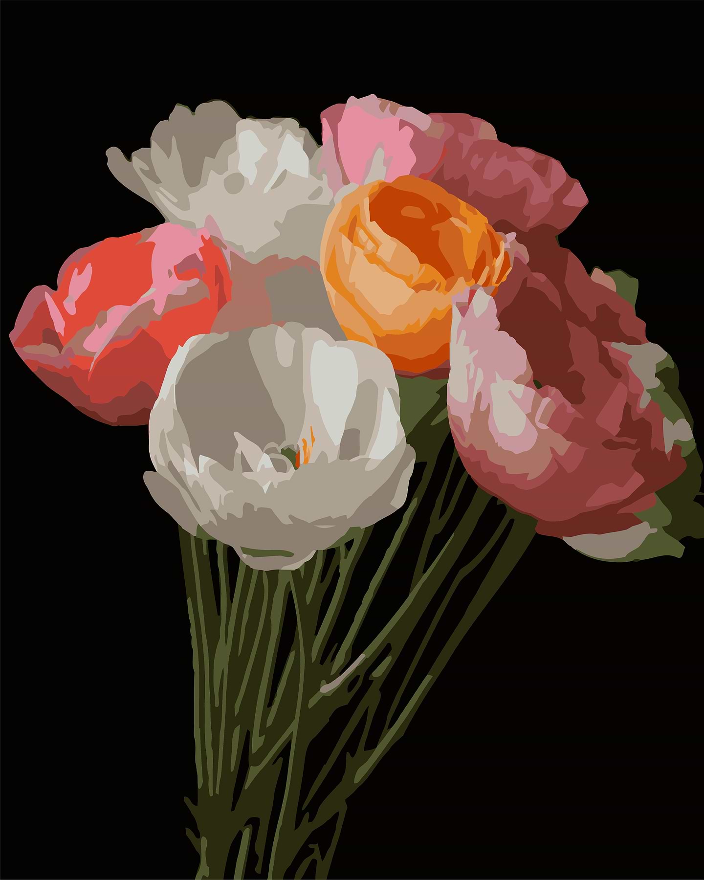 Картина за номерами Strateg Весняний букет 40х50 (AH1251)