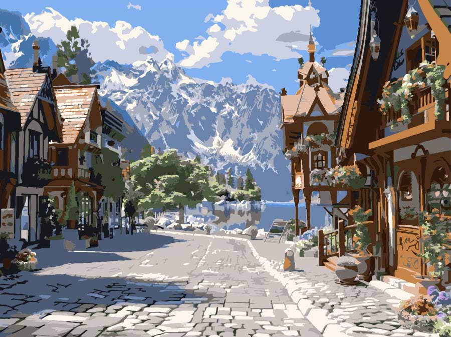 Картина за номерами Strateg Тиха вуличка 30х40 (SS-1249)