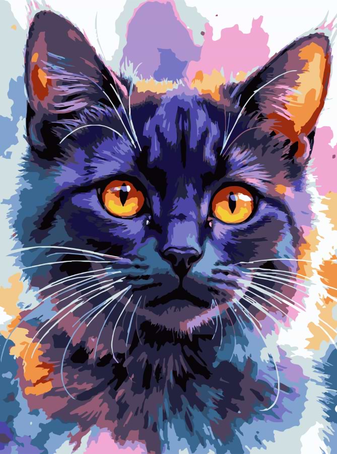 Картина по номерам Strateg Звездный кот 30х40 (SS-1256)