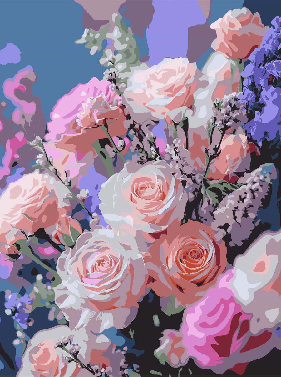 Картина за номерами Strateg Рожеві квіти 30х40 (SS-1296)