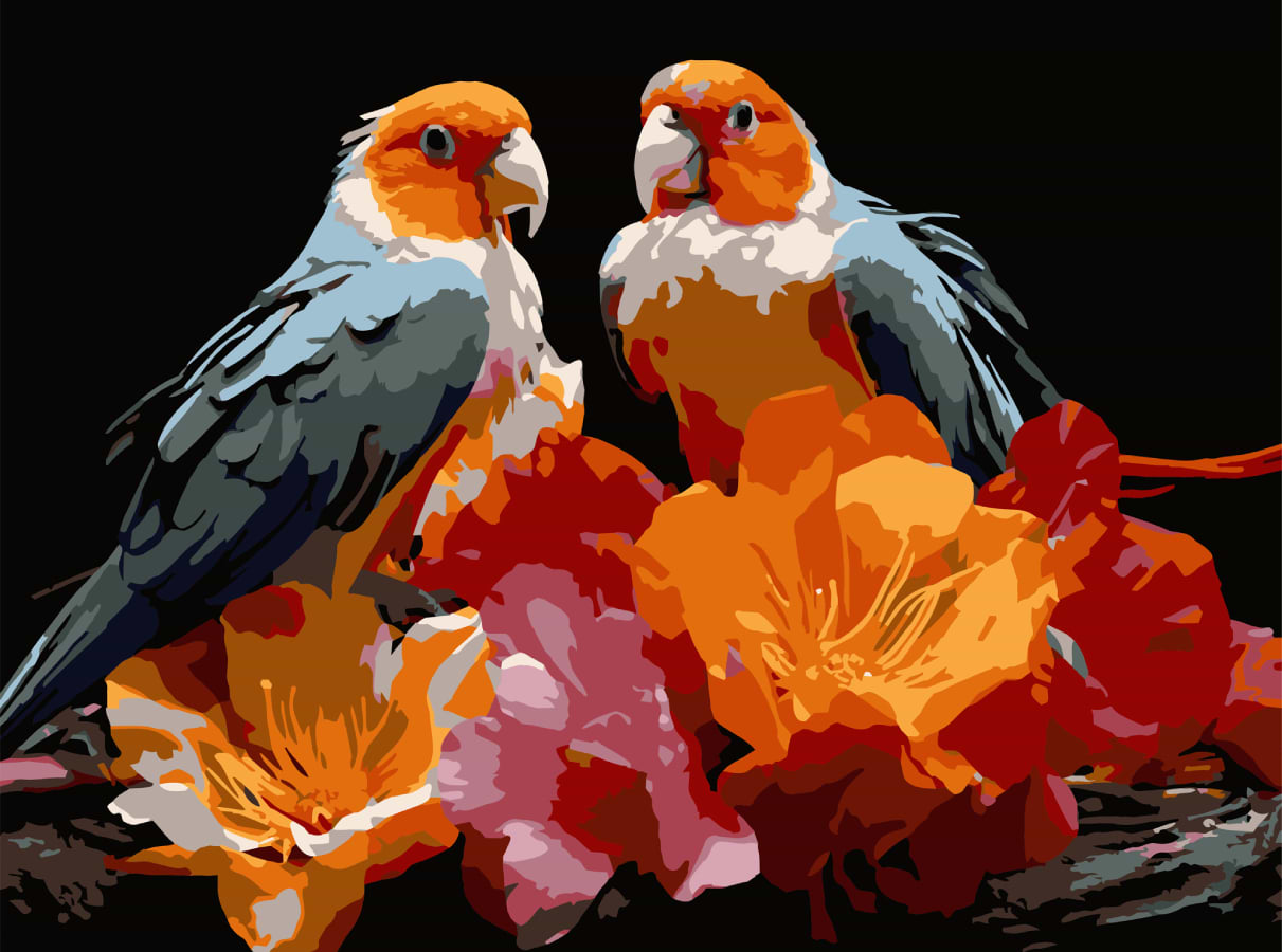 Картина за номерами Strateg Пташина пара 30х40 (SS-1298)