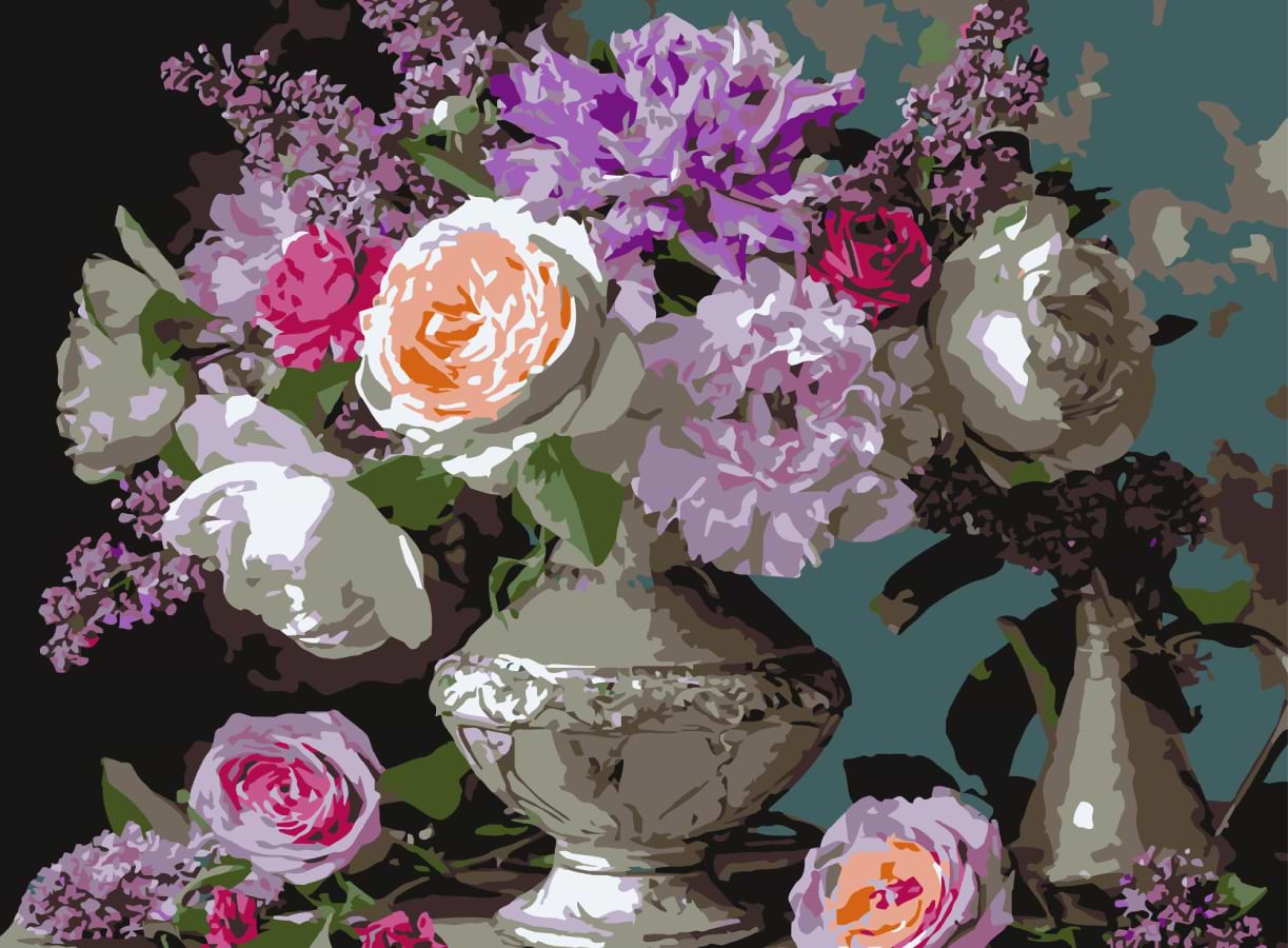 Картина за номерами Strateg Різноманітні квіти 30х40 (SS-1315)