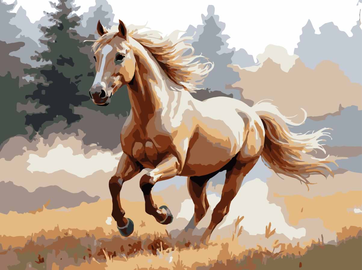 Картина за номерами Strateg Кінь у полі 30х40 (SS-1317)