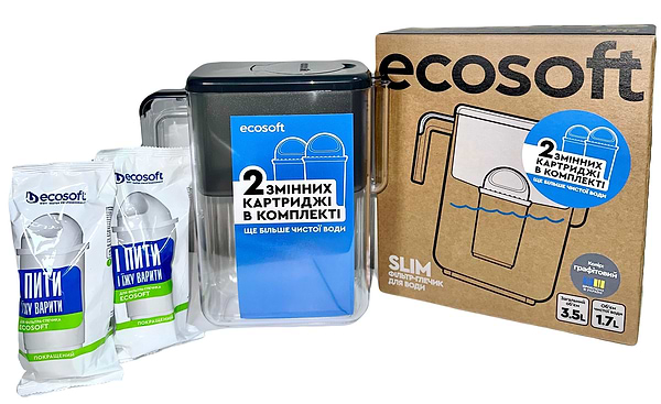 Фото - Фильтр-кувшин Ecosoft Slim графтовый + 2 картриджа