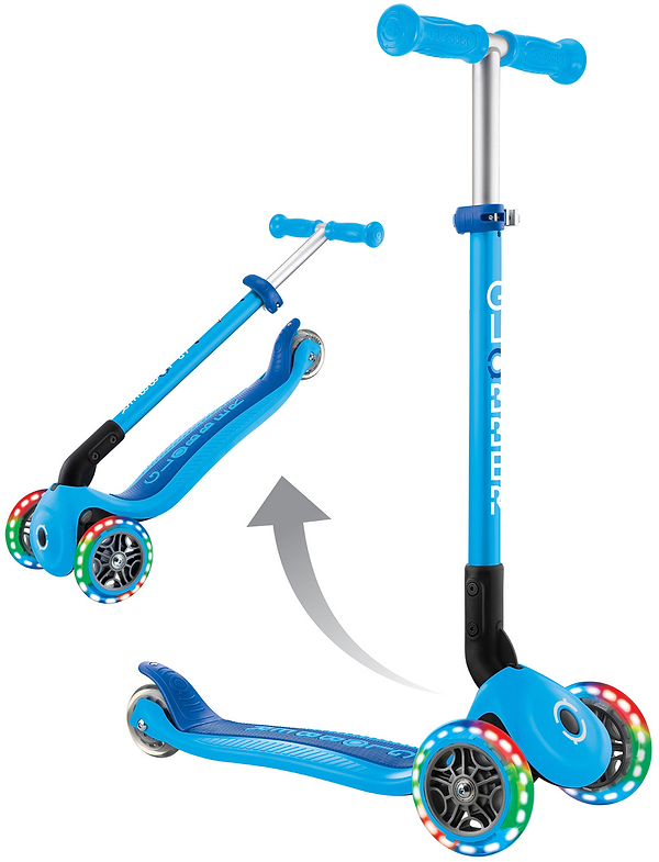 Фото - Триколісний самокат Globber PRIMO FOLDABLE LIGHTS блакитний (432-101-3)