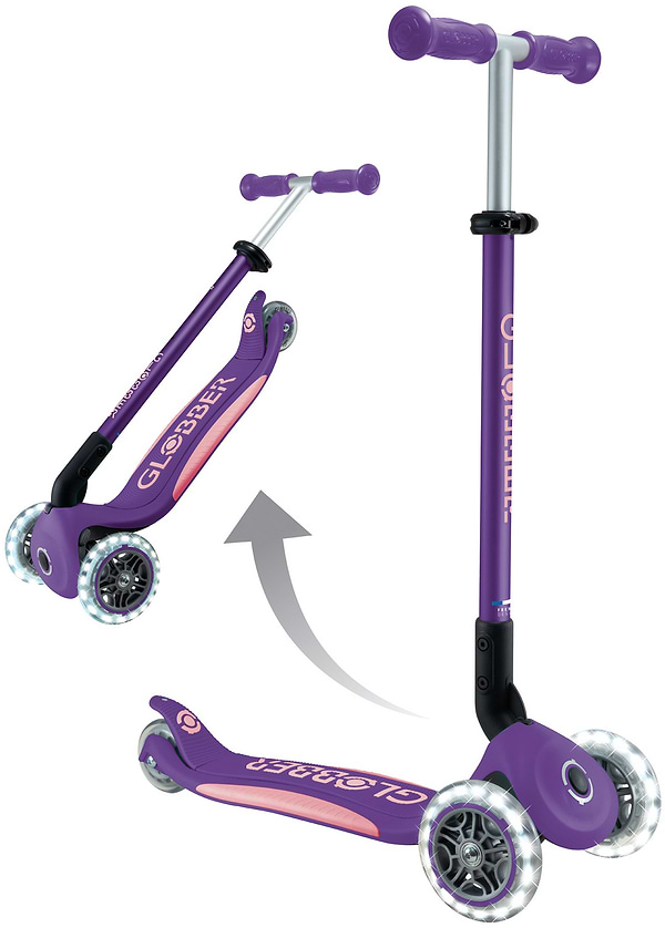 Фото - Триколісний самокат Globber ELITE LIGHTS фіолетово-рожевий (439-603-3)