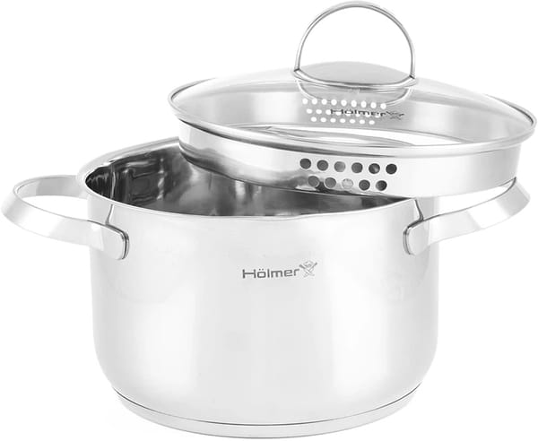 Фото - Набір каструль Holmer Dynamic 6 пр. кастрюля 2 л/2,8 л/3,8 л 3 кришки (CS-5651-SSD)