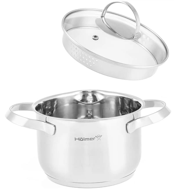 Фото - Набір каструль Holmer Dynamic 6 пр. кастрюля 2 л/2,8 л/3,8 л 3 кришки (CS-5651-SSD)