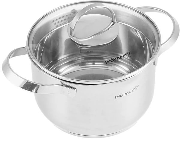 Фото - Набір каструль Holmer Dynamic 6 пр. кастрюля 2 л/2,8 л/3,8 л 3 кришки (CS-5651-SSD)