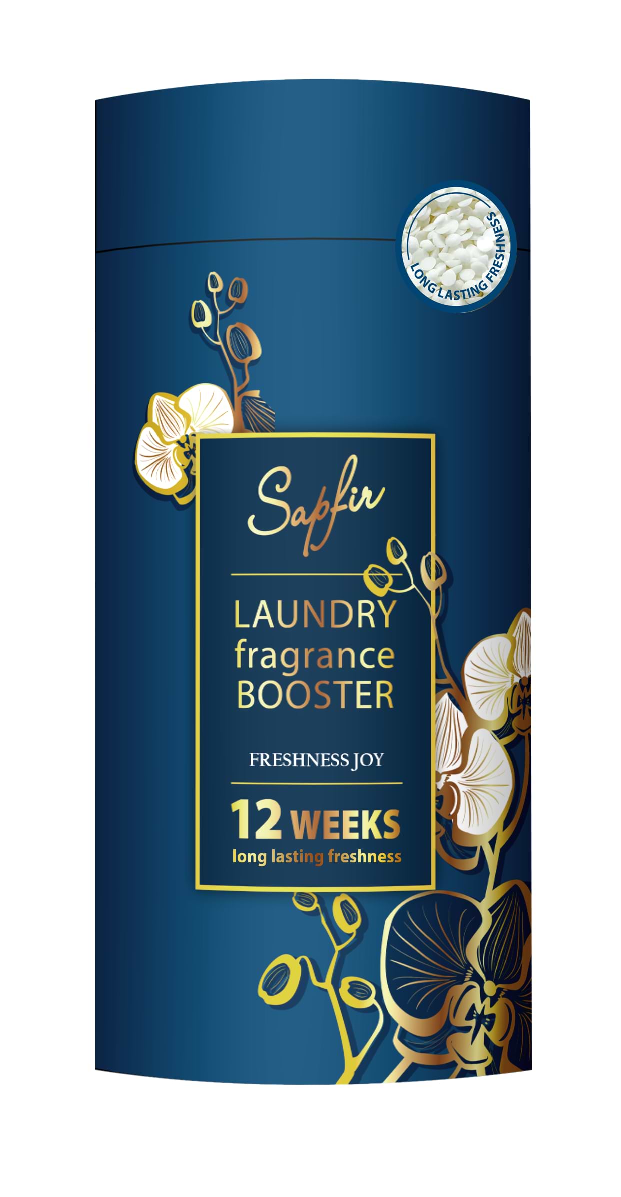 Ополаскиватель для белья SAPFIR GOLD, парфюмированый в гранулах Freshness Joy, 210 г