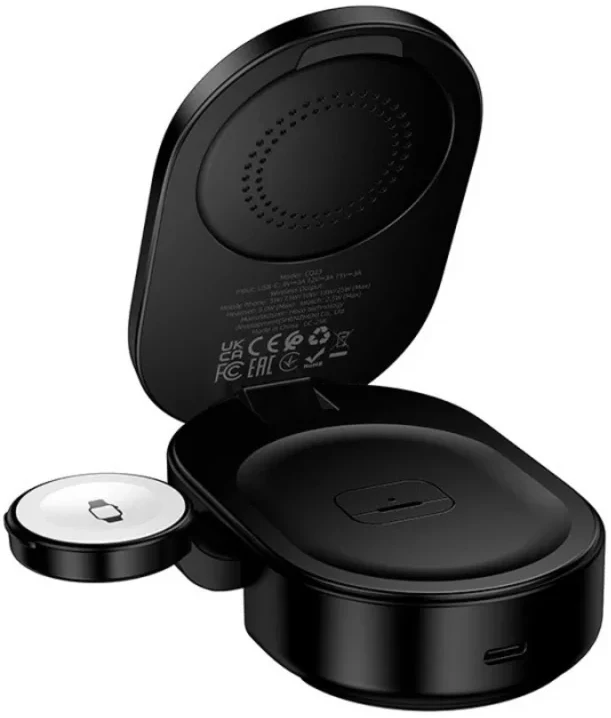 Бездротовий зарядний пристрій HOCO CQ23 Pole Qi2.2 3-in-1 Black (6942007676960)