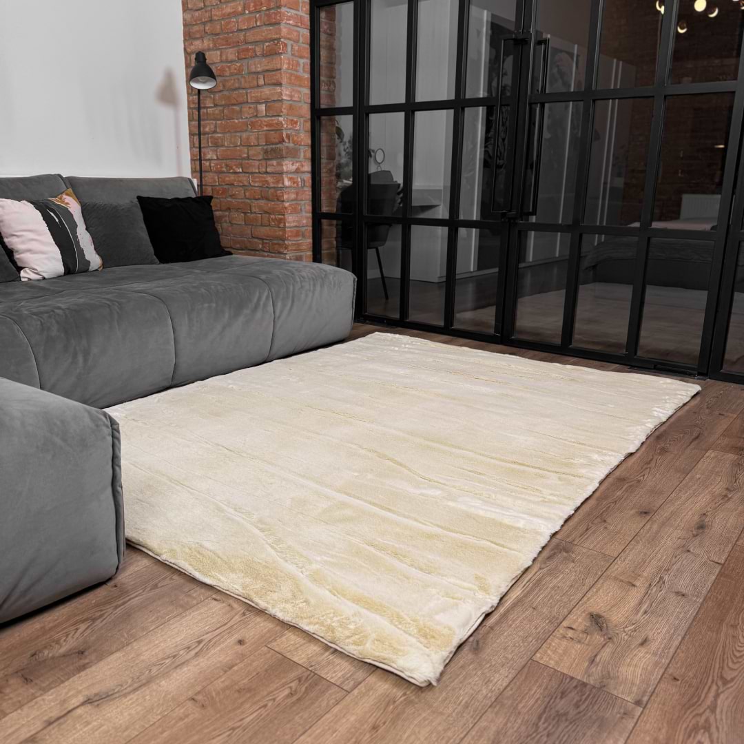 Фото - Килимок для підлоги з еко-хутра DarianA Tweed 160х220 см Бежевий (1000010369)