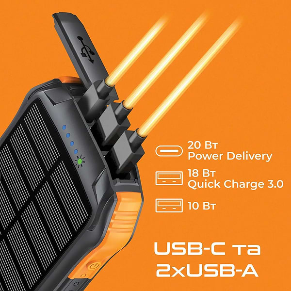 Фото - Батарея мобільна Promate Solartank-10pdqi 10000mAh Black