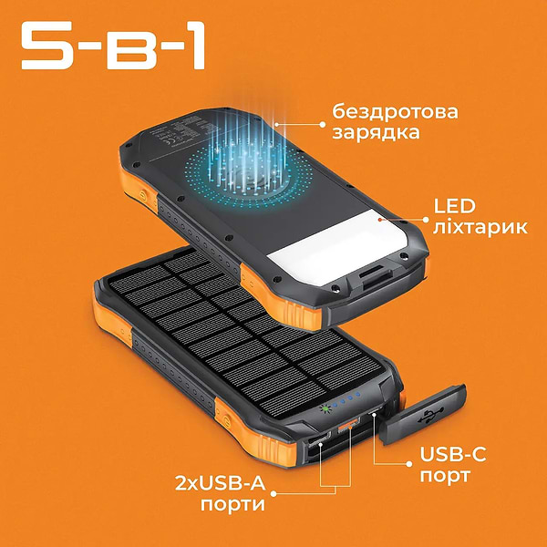 Фото - Батарея мобільна Promate Solartank-10pdqi 10000mAh Black